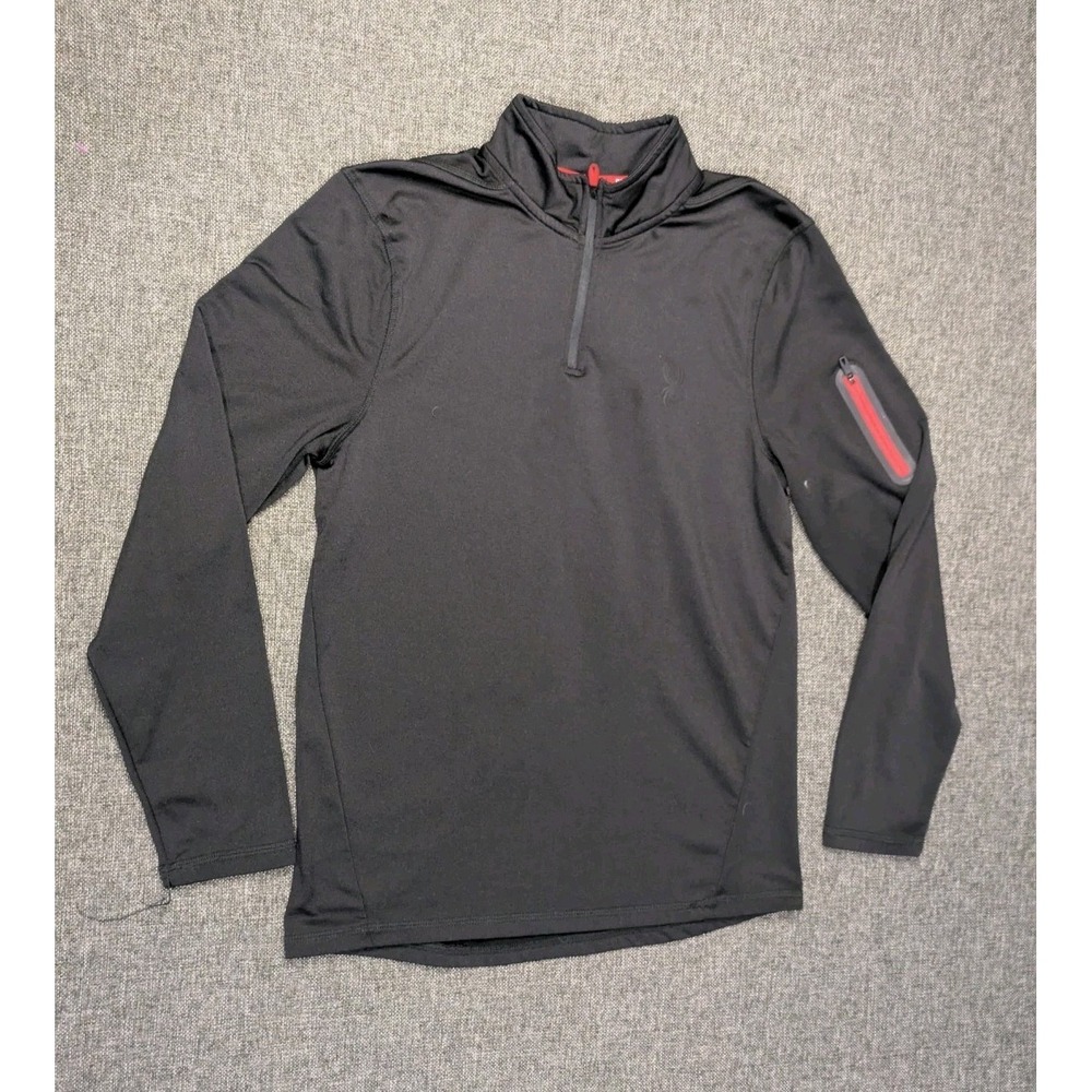 Spyder Active ProWeb Men's Pullover Quarter-Zip Performance Shirt Black Sz Small